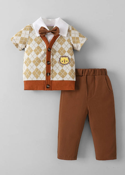 Baby Boys Formal Vest Outfit Set – Bow Tie Shirt & Pants Toddler Suit